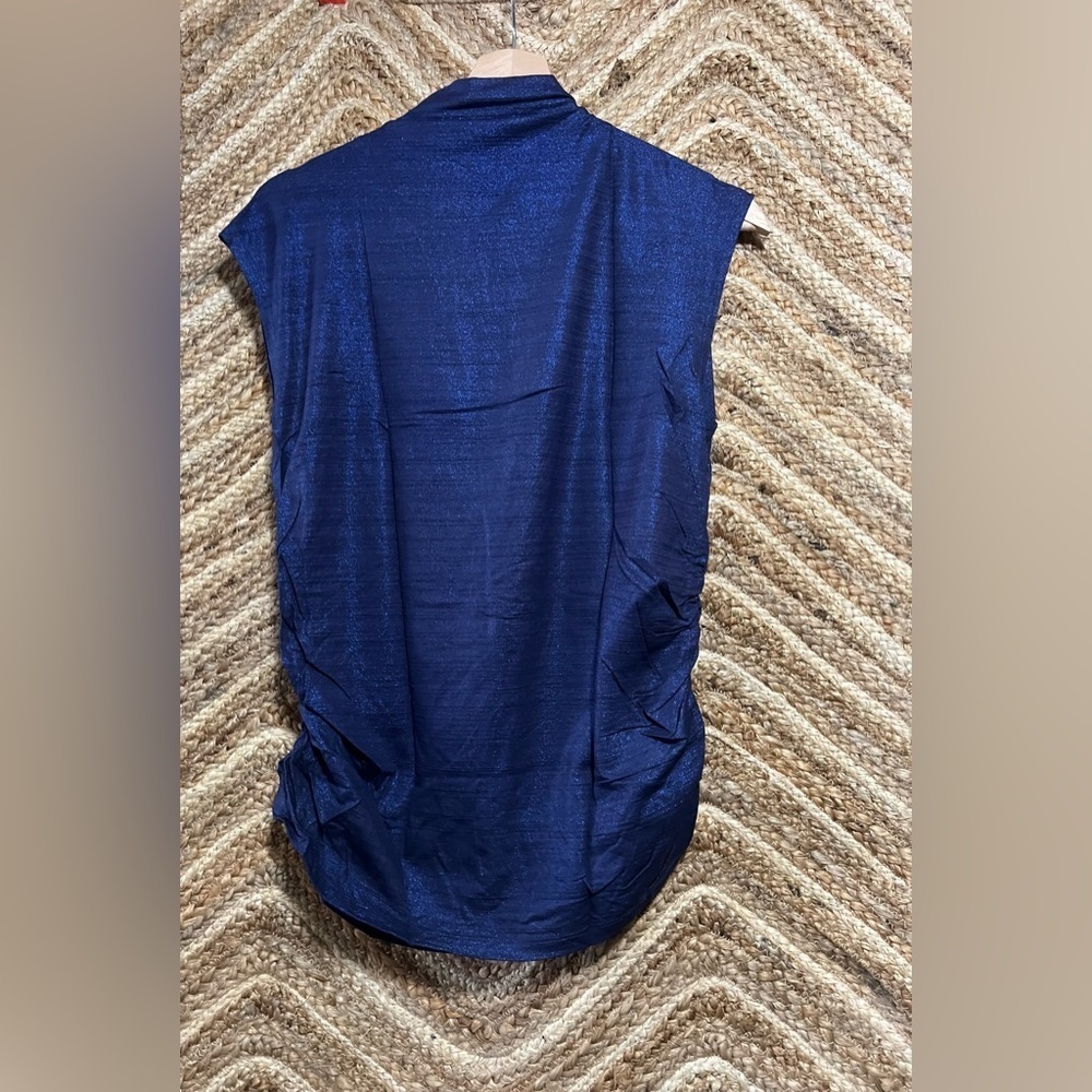 KIM & CAMI Women's Mock Neck Ruched Tank Top, Indigo, Size XL, NWOT - Picture 5 of 9